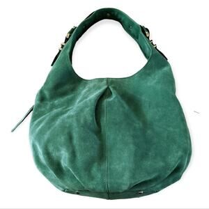 B. Makowsky Green Suede Hobo Shoulder Bag